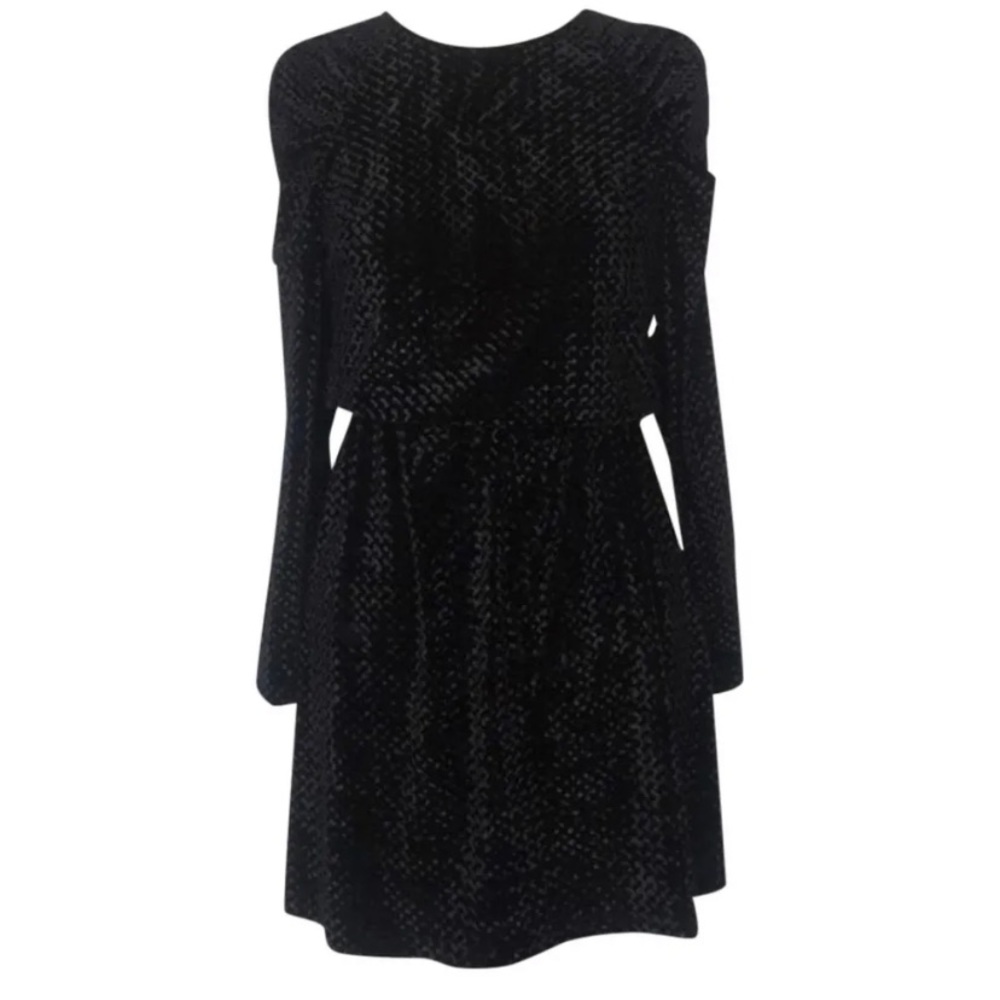 & Other Stories Velvet Black Dress with Gathered Shoulder